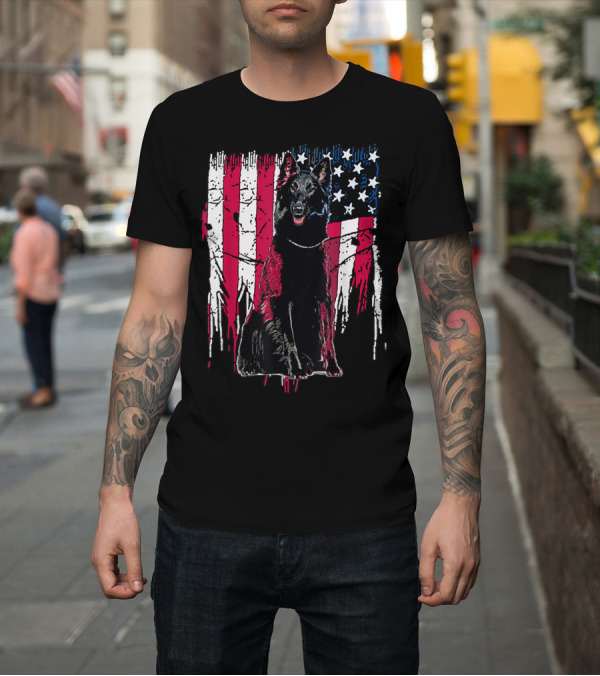 Shirt: Belgian Sheepdog American Flag USA Awesome Iconic Canine Patriotism T-Shirt Belgian Sheepdog American Flag USA Awesome Iconic Canine Patriotism T-Shirt