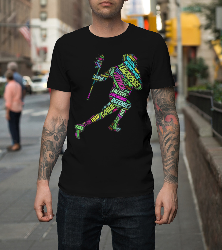Lacrosse Goalie Stick Defense Attack Groundball Faceoff Dodging Field Fake Check Zone T-Shirt