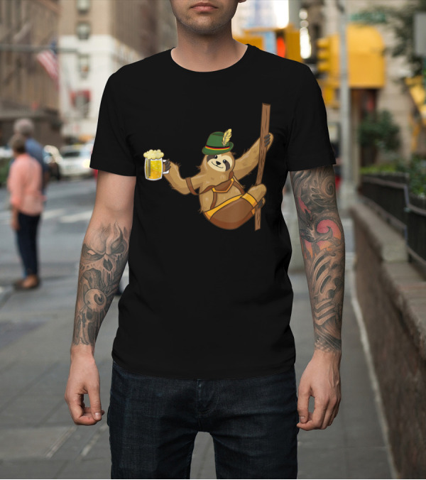 Shirt: Sloth Lederhosen German Beer Drinking Lazy Oktoberfest T-Shirt Sloth Lederhosen German Beer Drinking Lazy Oktoberfest T-Shirt