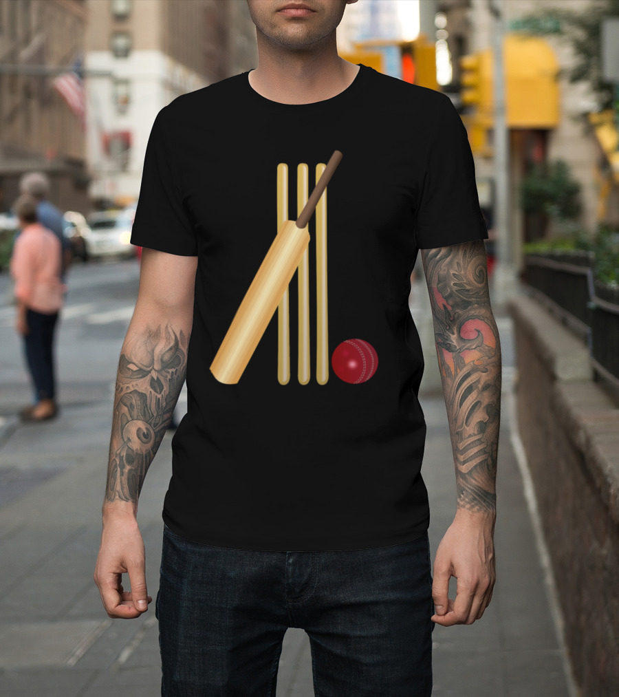 Cricket Wicket Bat Ball T-Shirt