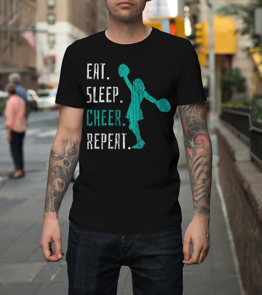 Eat Sleep Cheer Repeat Cheerleading Cheerleader Cheering T-Shirt