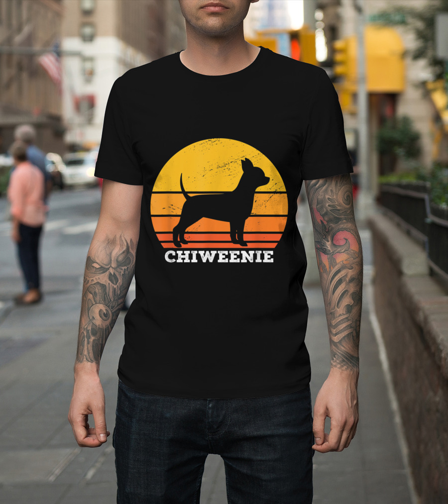 Chiweenie Sunset Retro Vintage Chiweenie Dog T-Shirt