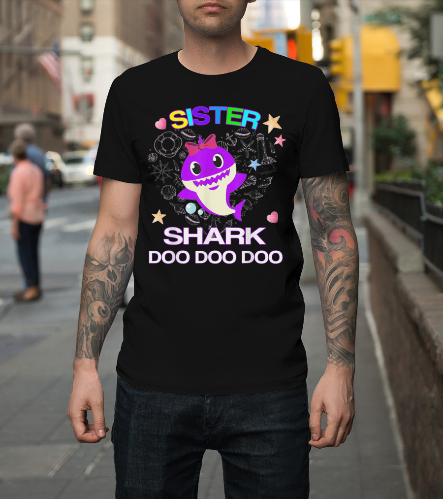 Sister Shark Doo Doo Doo Colorful Ocean T-Shirt