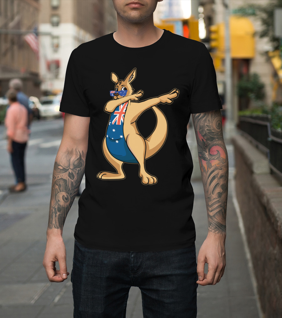 Australian Flag Kangaroo Dabbing for Australia Day T-Shirt