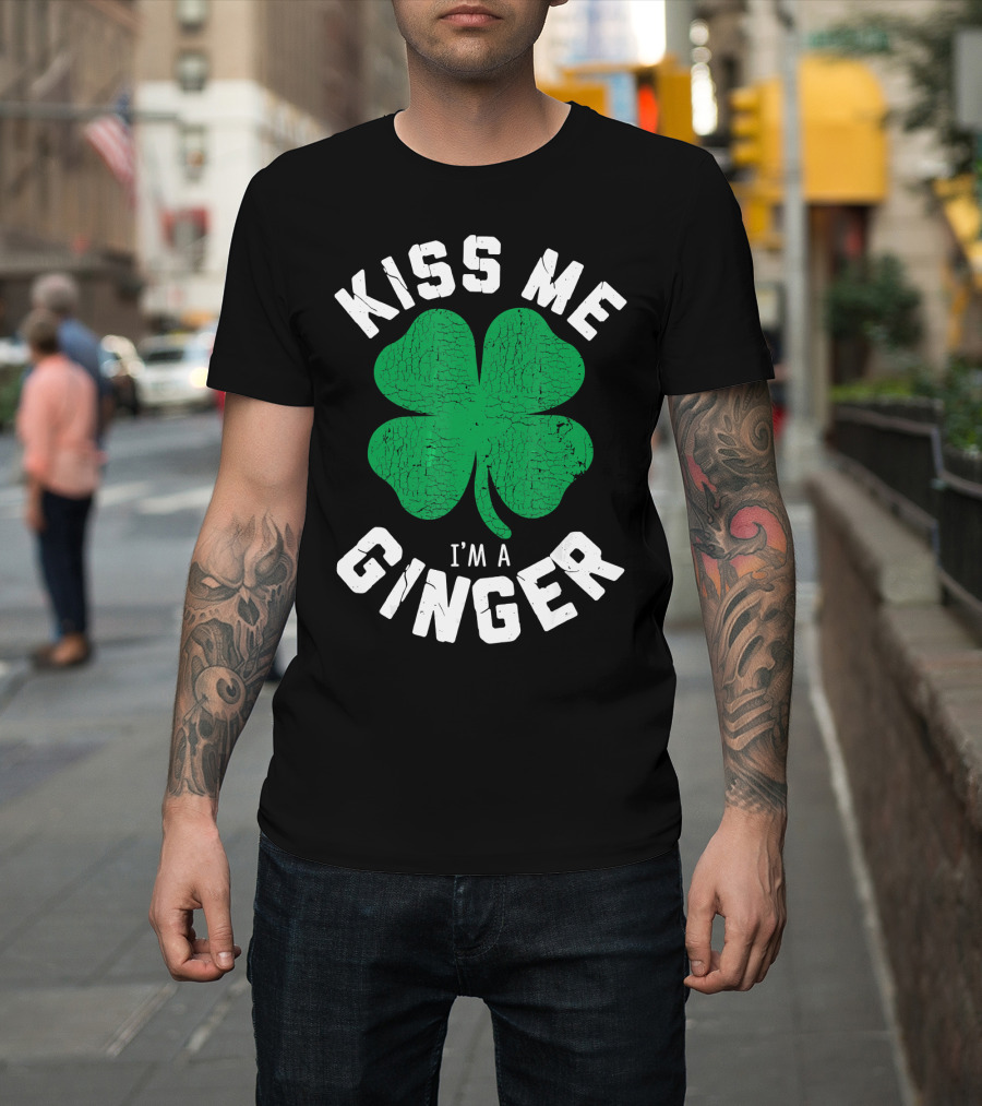 Kiss Me I'm A Ginger Four-Leaf Clover T-Shirt