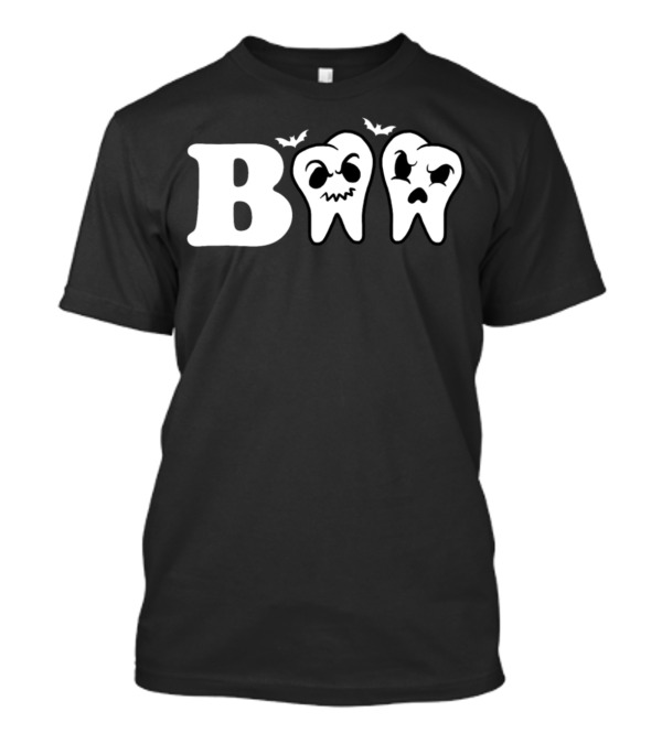 Boo Teeth Halloween Dentist Spooky Ghost Bats T-Shirt