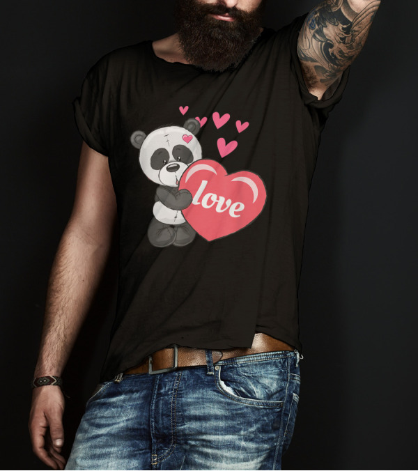 Valentines Day Love Panda With Heart T-Shirt