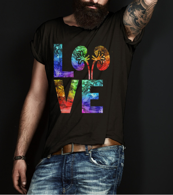 Urologist Kidney Love Rainbow Valentine Day T-Shirt