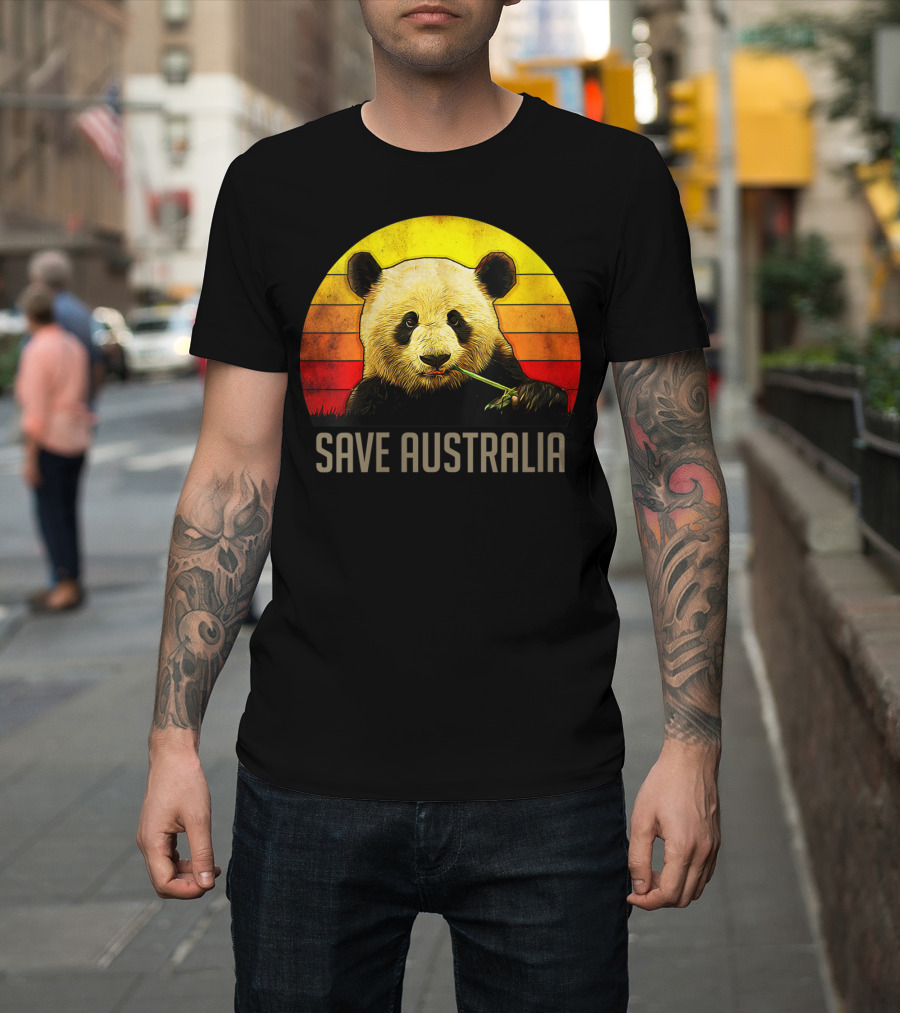 Save Australia Australian Panda Vibrant Sunset T-Shirt