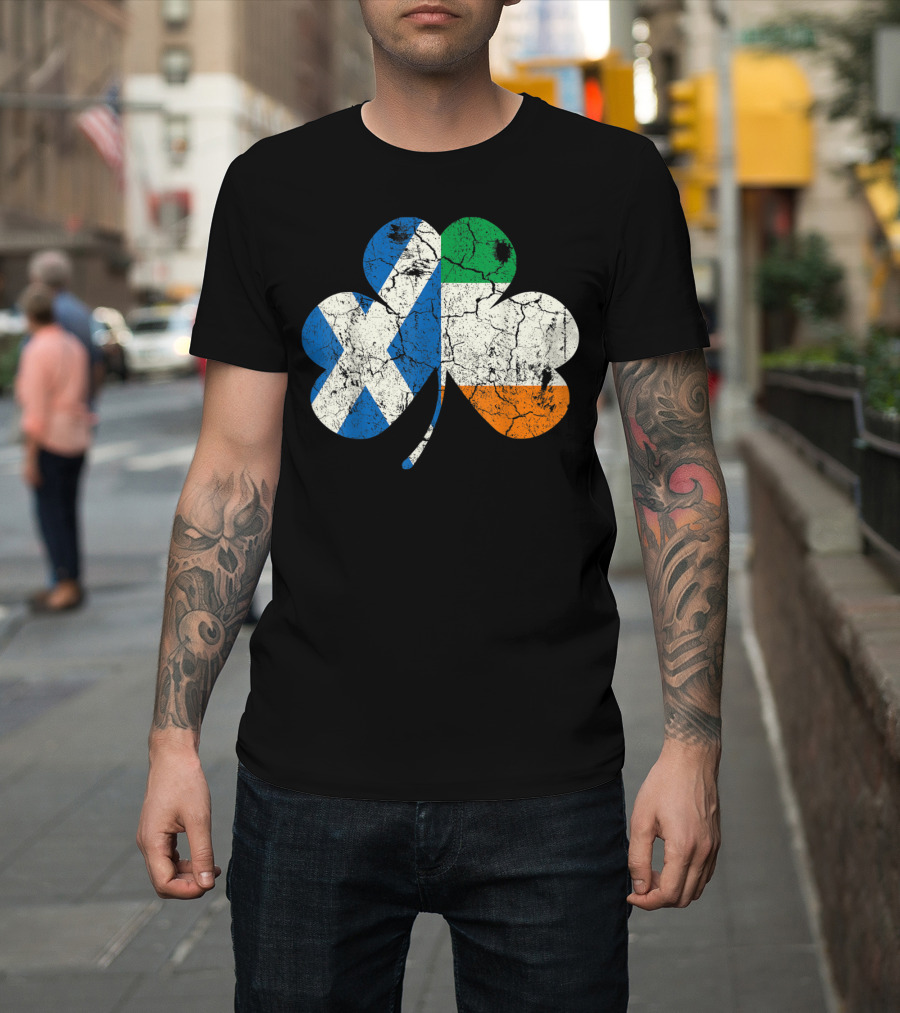 Scottish Flag Ireland Shamrock Scotland T-Shirt
