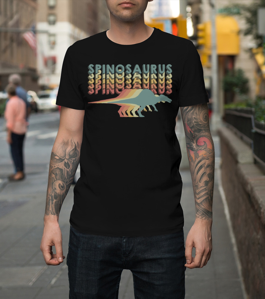Spinosaurus Vintage Dinosaur Colorful Retro T-Shirt