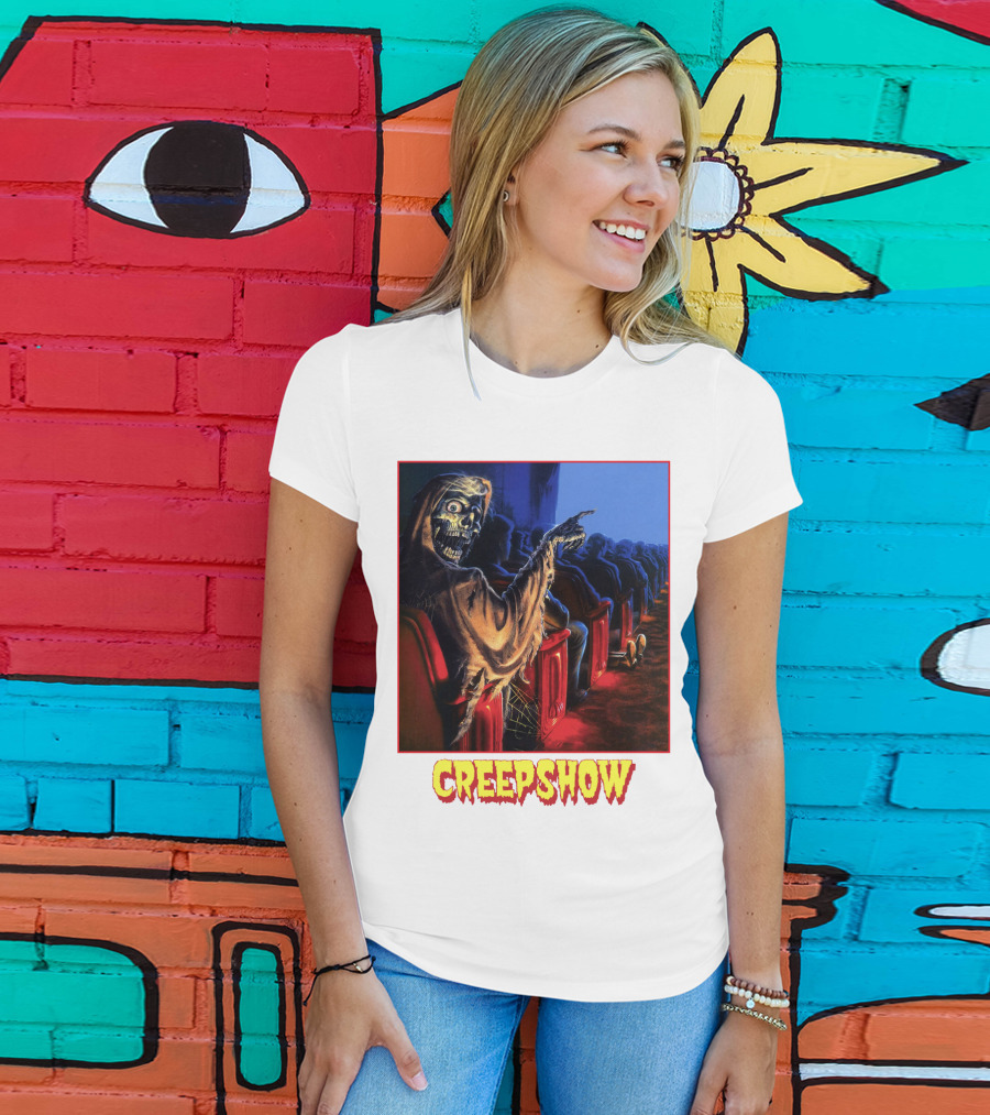 Creepshow Skeleton Ushers Menacing Audience In Theater Scene T-Shirt