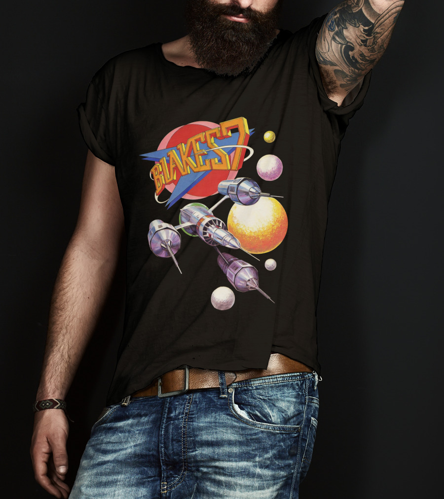 Blake's 7 Annual Retro Sci-Fi Spaceship And Planets T-Shirt