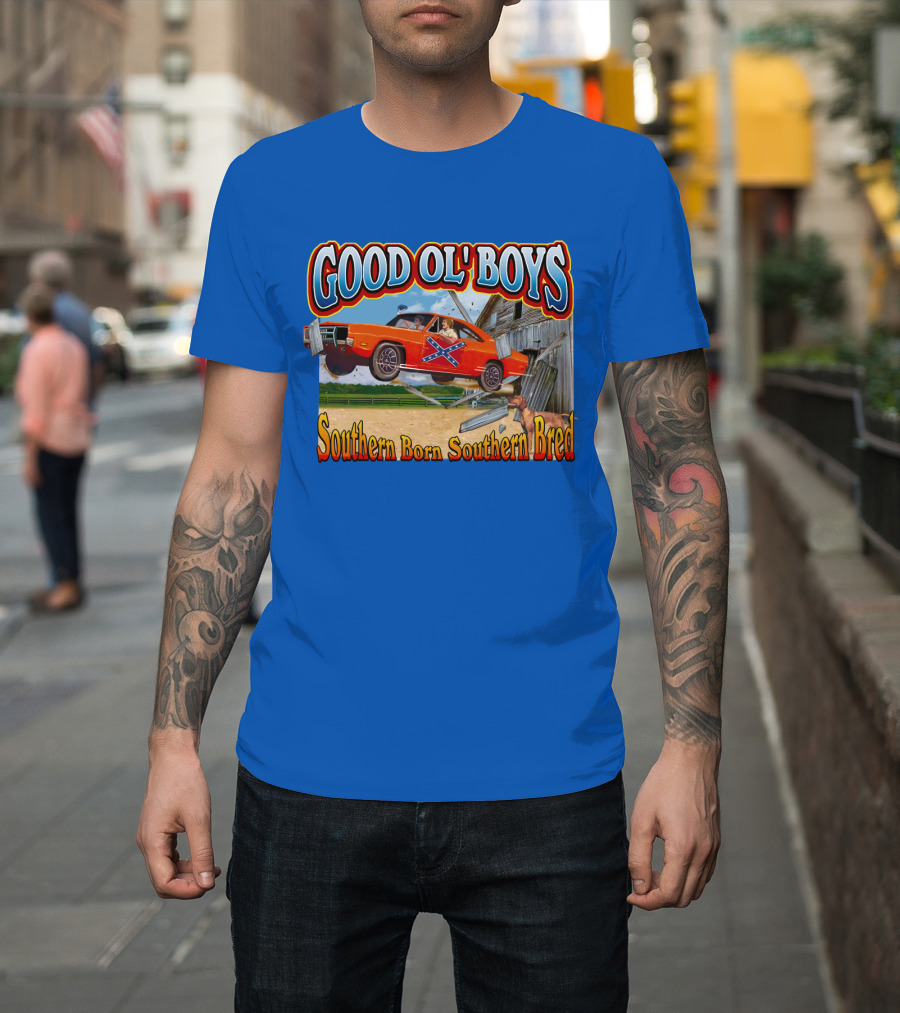 Good Ol' Boys Southern Born Southern Bred Dukes Of Hazzard Car Jump Scene T-Shirt