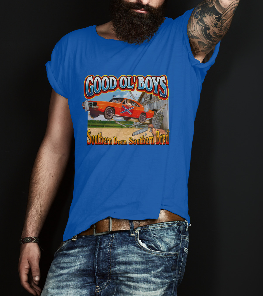 Good Ol' Boys Southern Born Southern Bred Dukes Of Hazzard Car Jump Scene T-Shirt