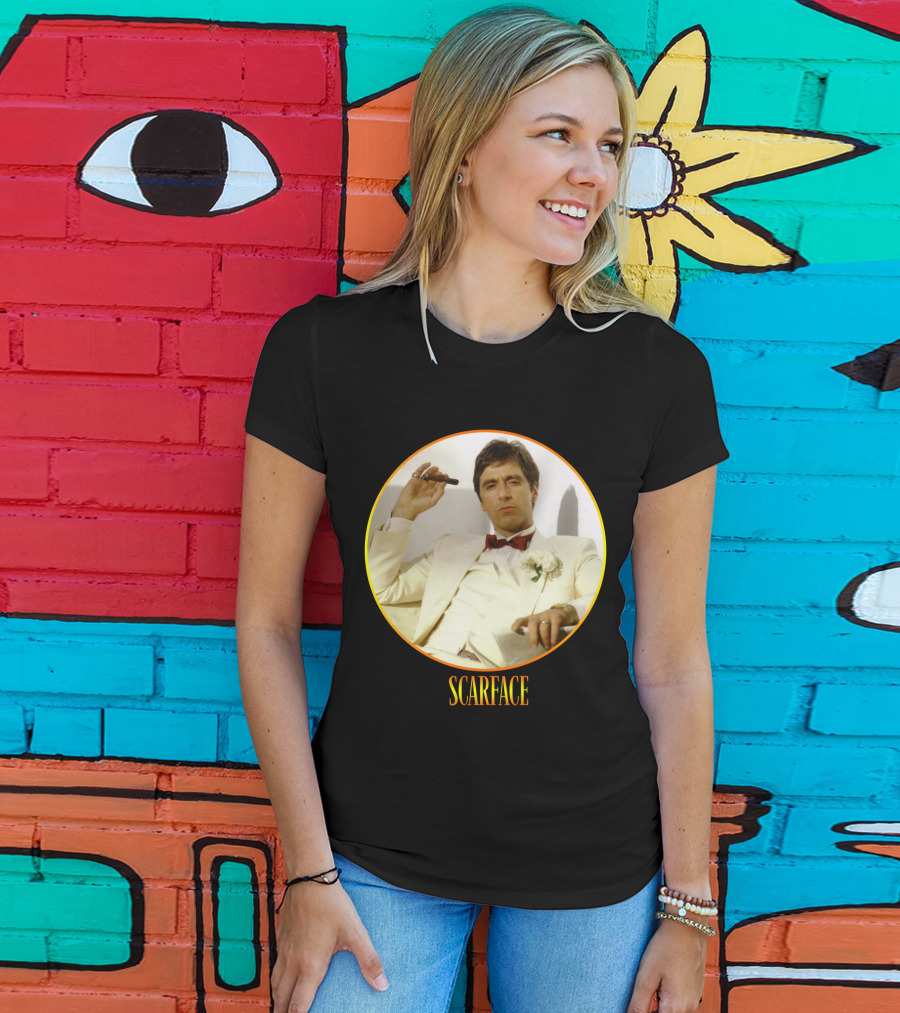Scarface Iconic Movie Character In Circle Frame T-Shirt