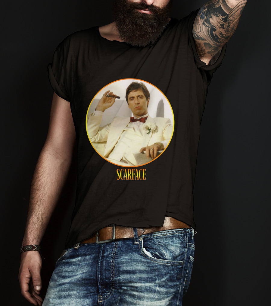 Scarface Iconic Movie Character In Circle Frame T-Shirt
