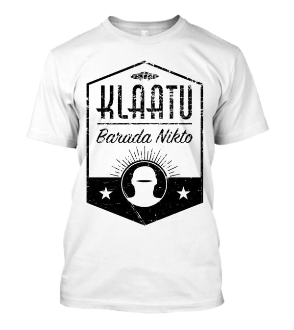 Klaatu Barada Nikto The Day The Earth Stood Still Spaceship Icon Retro Badge T-Shirt