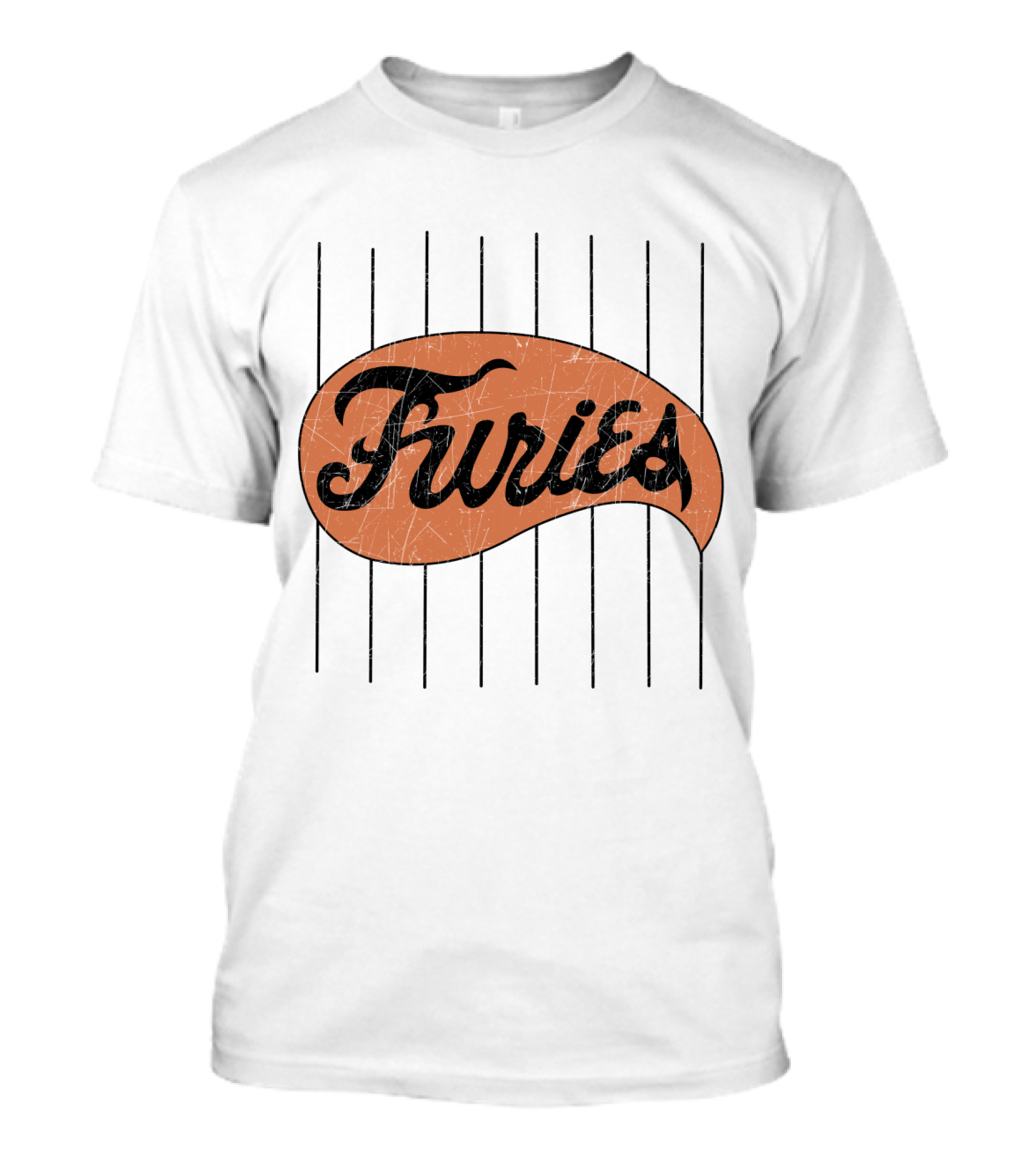 Furies Retro Baseball Style Text With Vertical Stripes T-Shirt