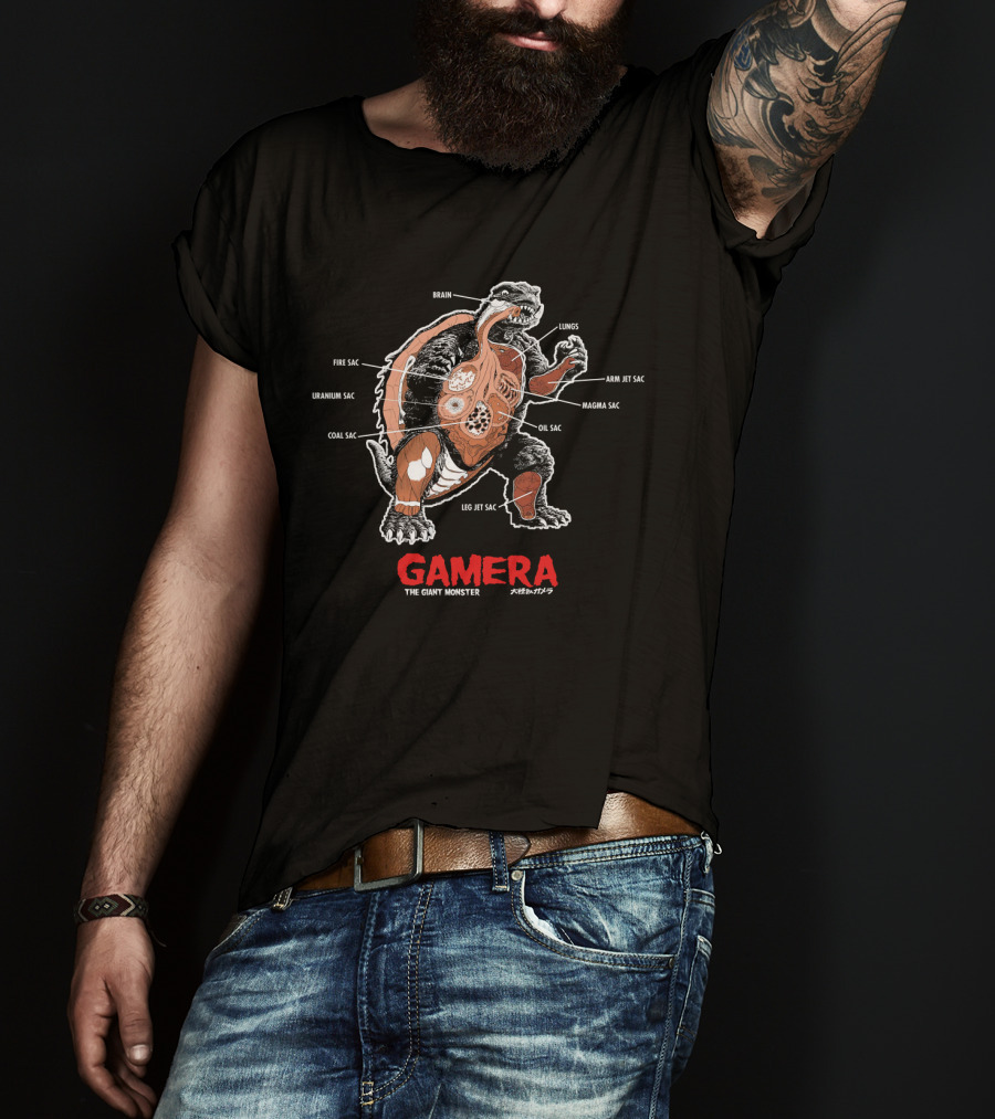 Gamera The Giant Monster Anatomy Detail Brain Lungs Magma Sac Uranium Sac T-Shirt