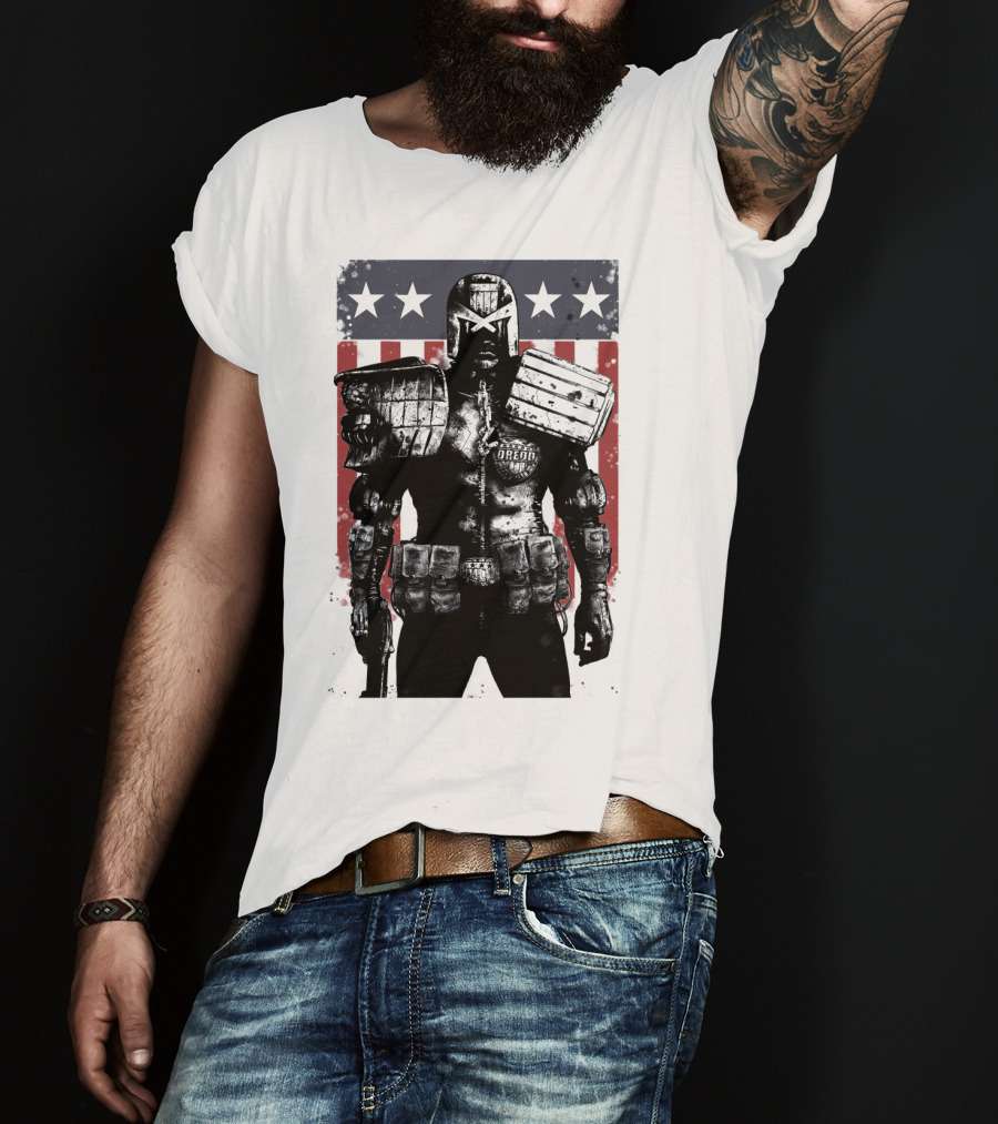 Judge Dredd Judgement Day Stars And Stripes Comic Hero T-Shirt