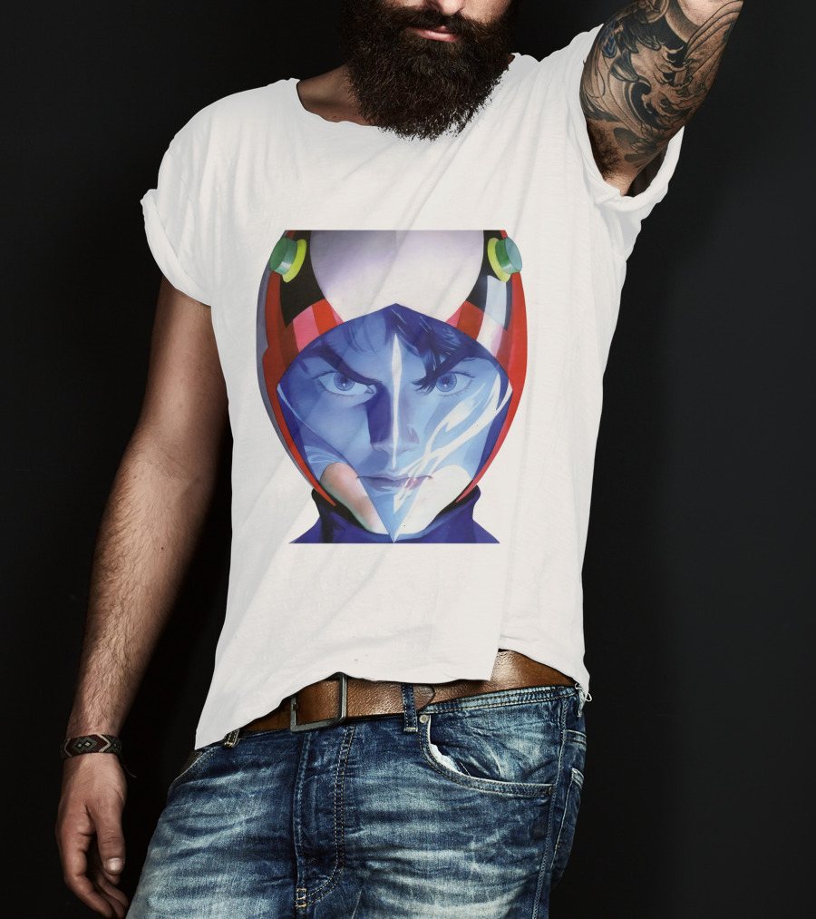 Battle Of The Planets GuideBook Helmet Face Close-Up T-Shirt