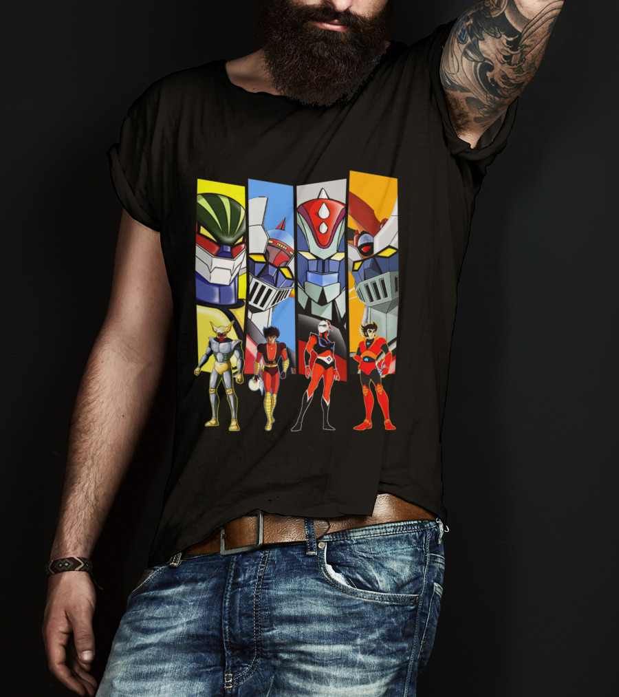 Jeeg Mazinga Mazinger Goldrake Grendizer Robot Heroes Ensemble T-Shirt
