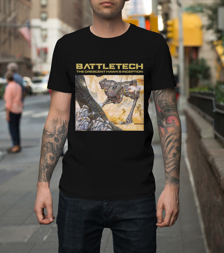 BATTLETECH The Crescent Hawk's Inception Mech Battle Scene T-Shirt