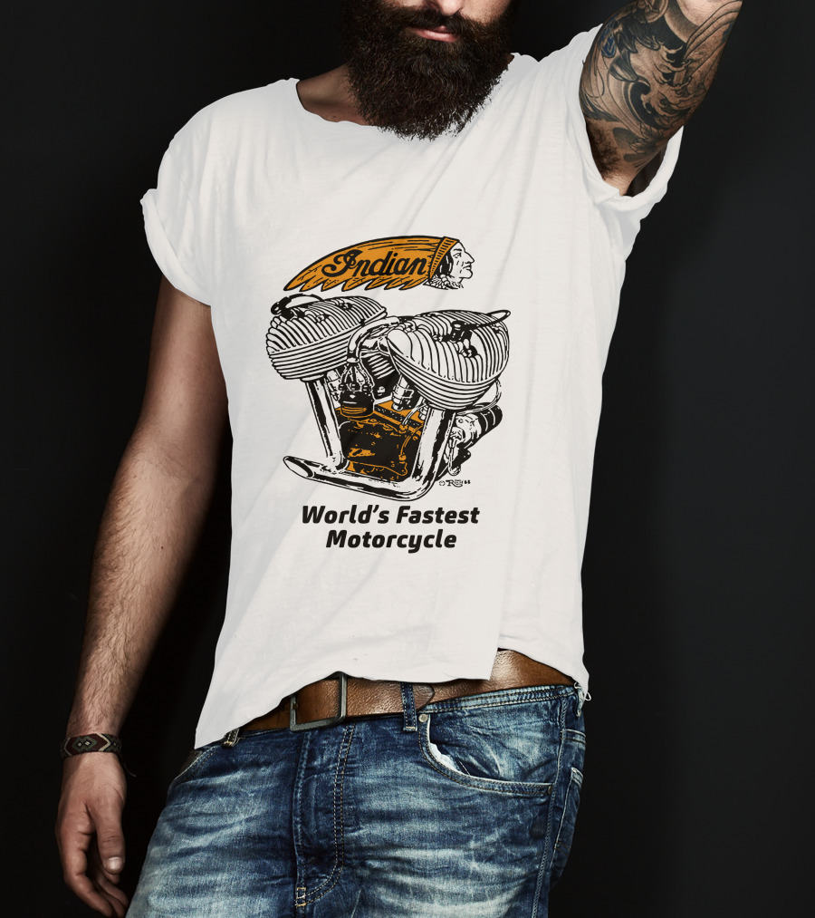 Indian World's Fastest Motorcycle Vintage Engine T-Shirt