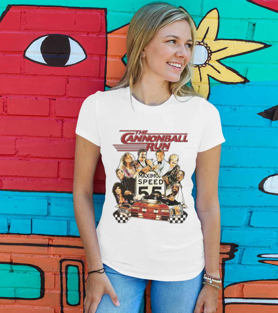 The Cannonball Run Maximum Speed 55 Red Car Racing Adventure T-Shirt
