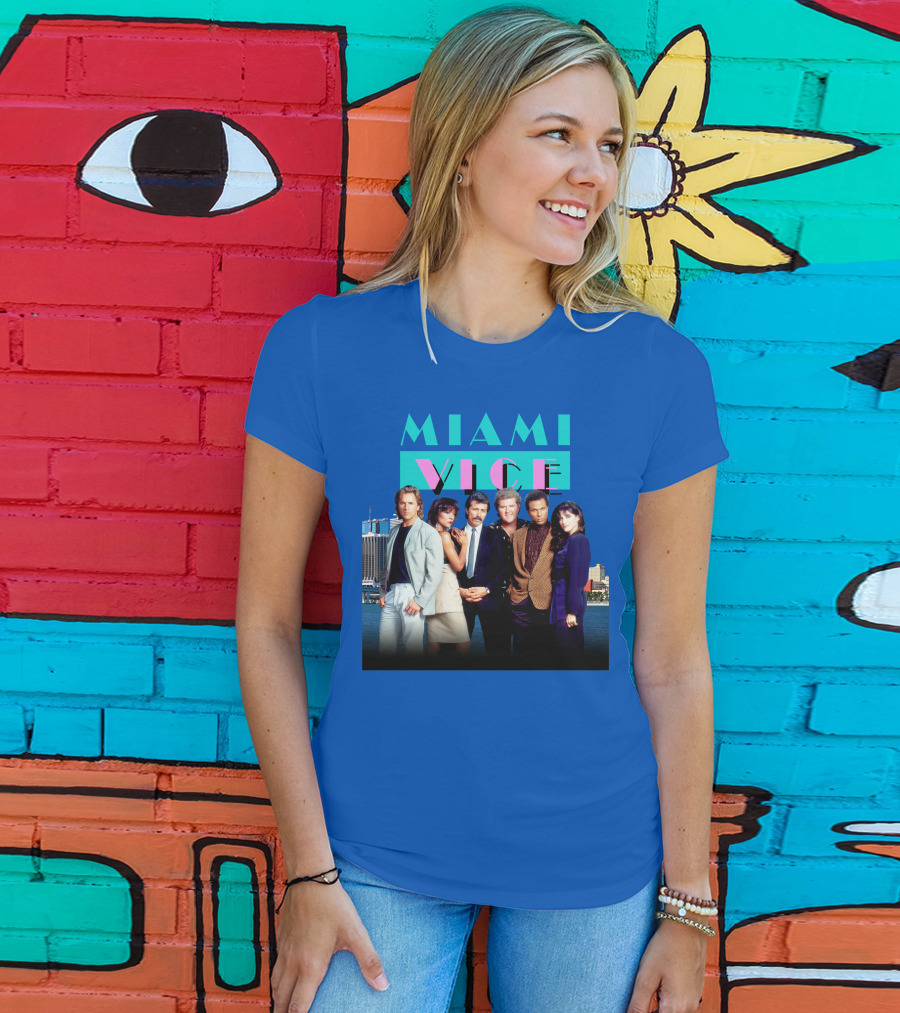 MIAMI VICE Retro Classic Cast Cityscape T-Shirt
