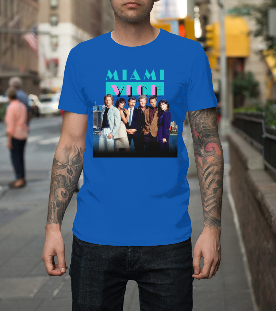 MIAMI VICE Retro Classic Cast Cityscape T-Shirt