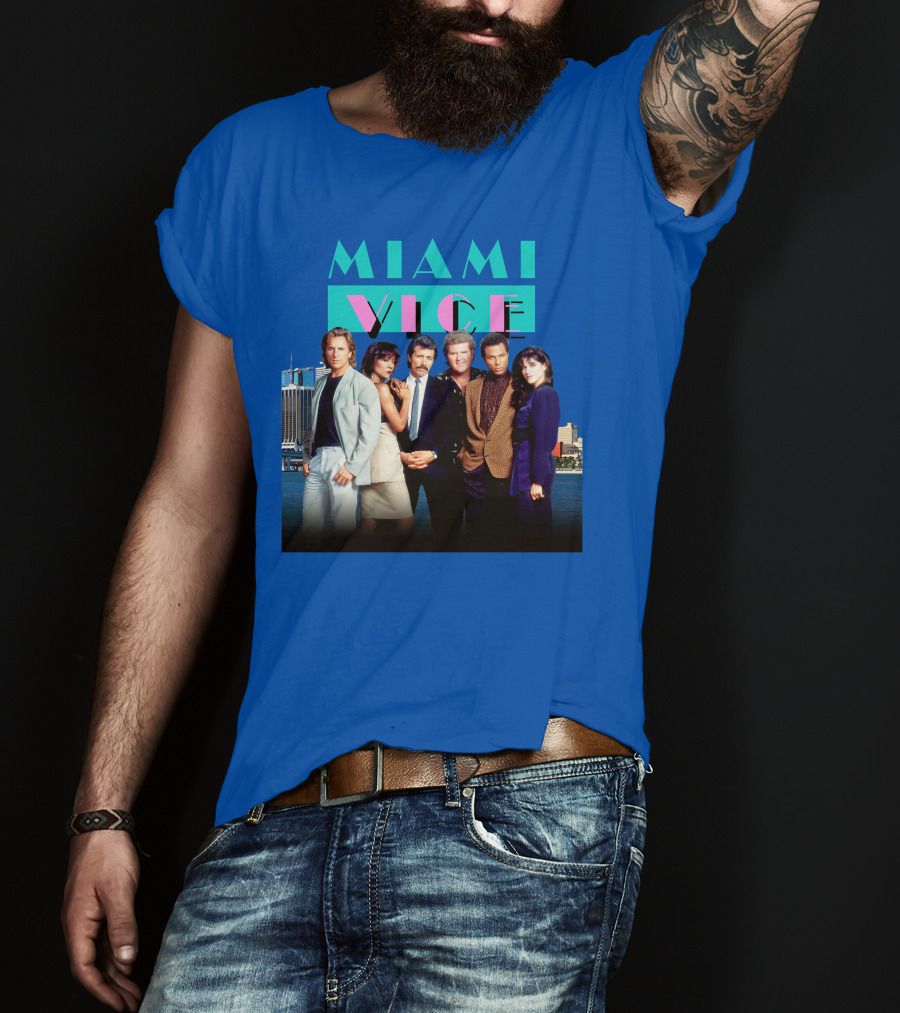 MIAMI VICE Retro Classic Cast Cityscape T-Shirt
