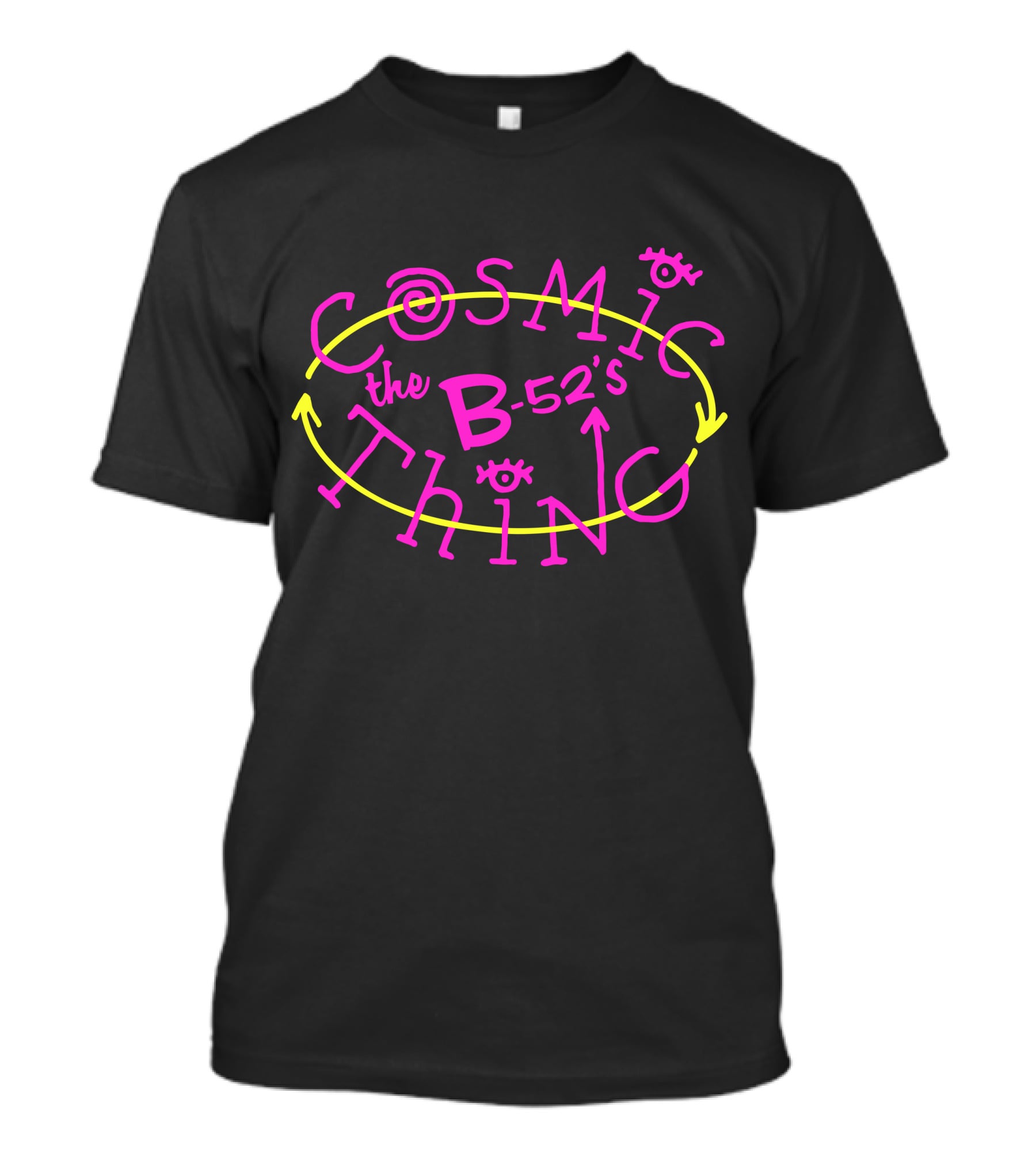 The B-52's Cosmic Thing Neon Pink And Yellow Arrows T-Shirt