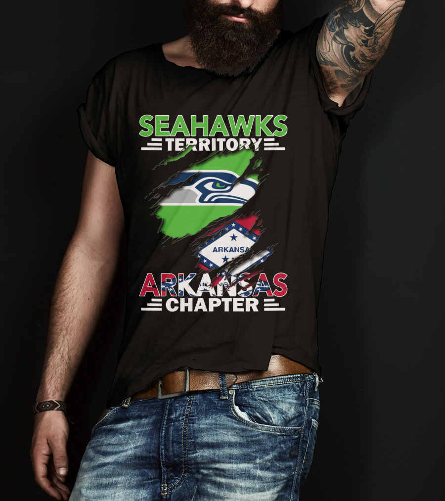 Seahawks Territory Arkansas Chapter Logo With State Flag T-Shirt