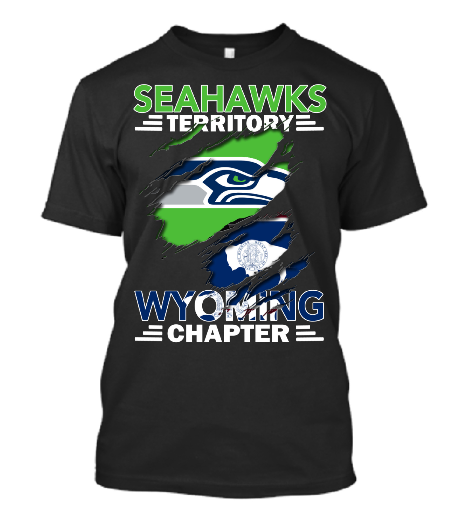 Seahawks Territory Wyoming Chapter Logo Flag T-Shirt