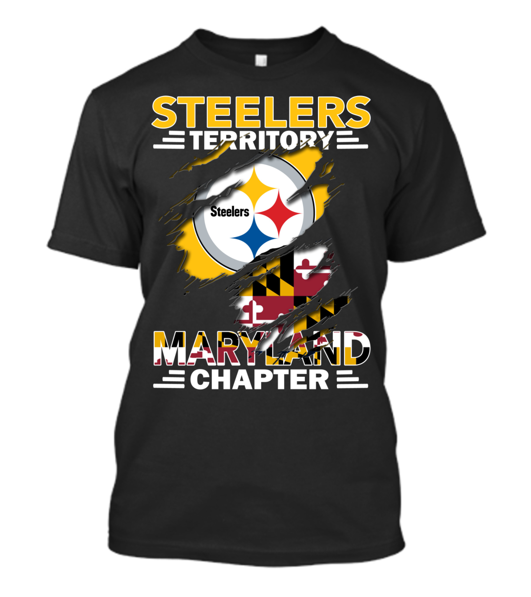 Steelers Territory Maryland Chapter Flag And Logo Mashup T-Shirt