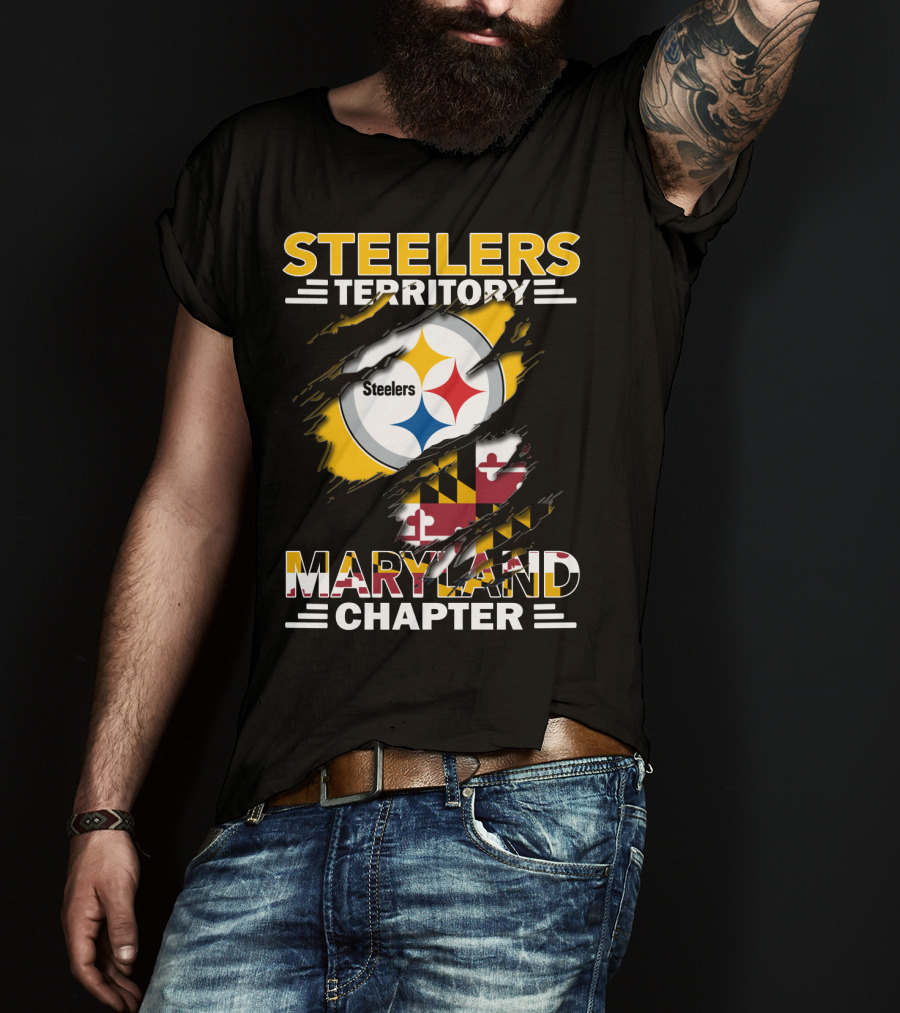 Steelers Territory Maryland Chapter Flag And Logo Mashup T-Shirt