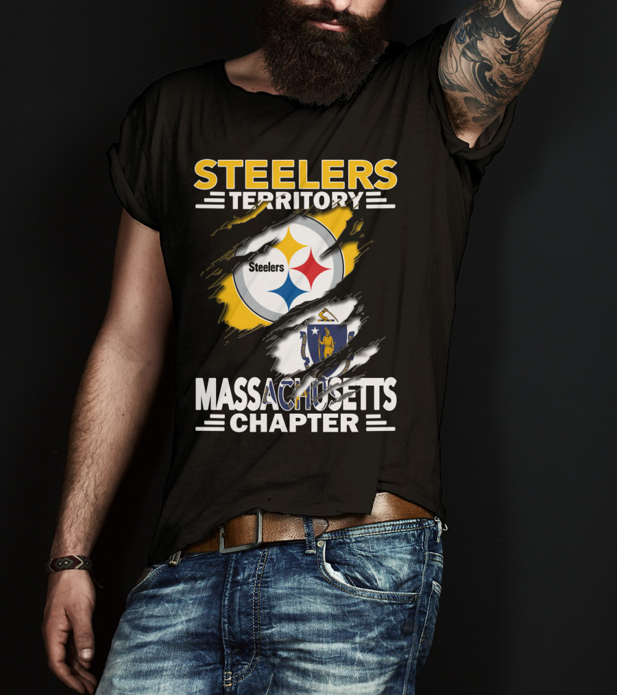 Steelers Territory Massachusetts Chapter Steelers Logo And Massachusetts State T-Shirt