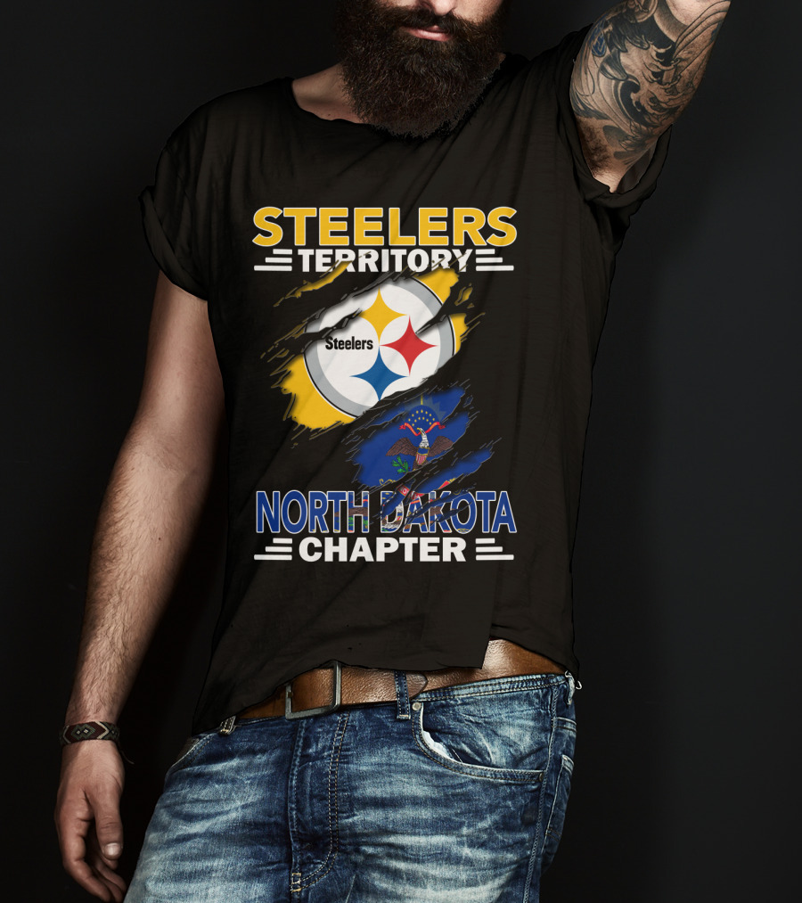 Steelers Territory North Dakota Chapter Flag And Logo Theme T-Shirt