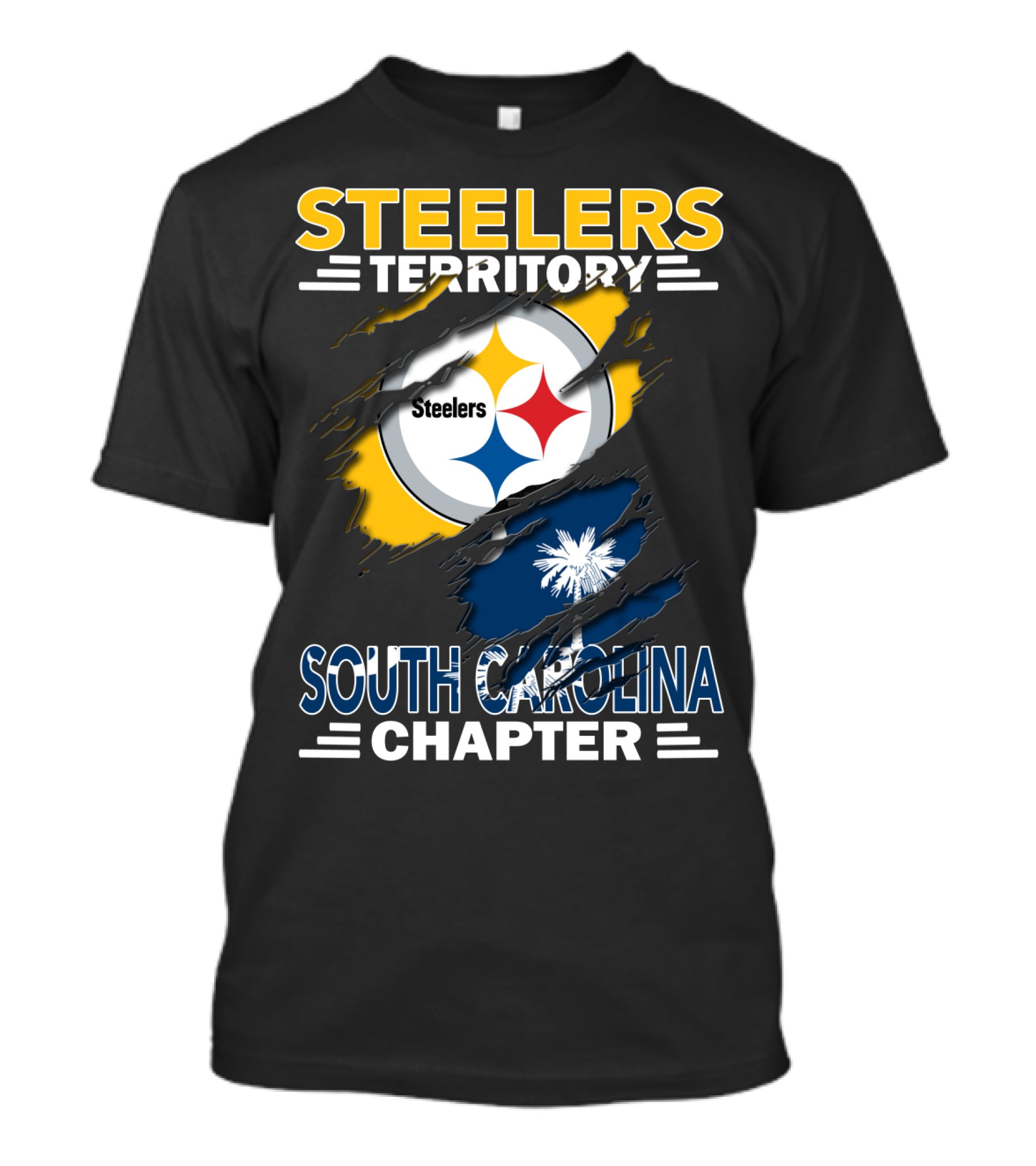Steelers Territory South Carolina Chapter Rip Design Logo And State Flag Elements T-Shirt