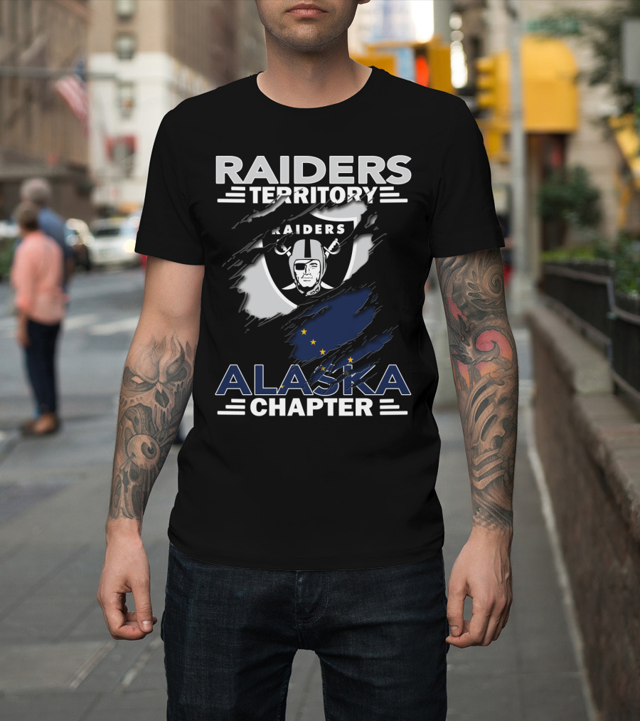 Raiders Territory Alaska Chapter Raiders Logo With Alaska Flag T-Shirt