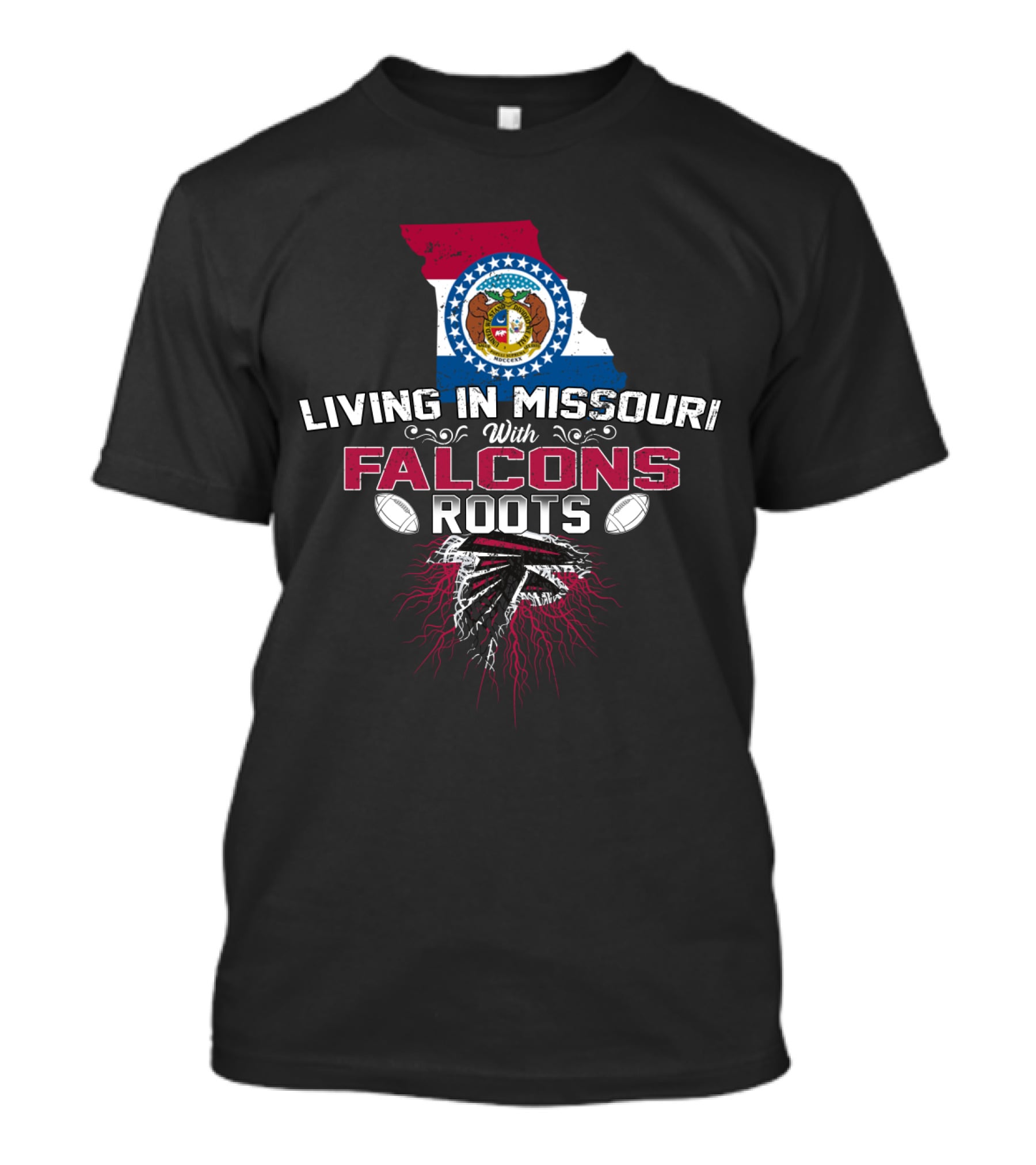 Living In Missouri With Falcons Roots American Football And State Pride T-Shirt
