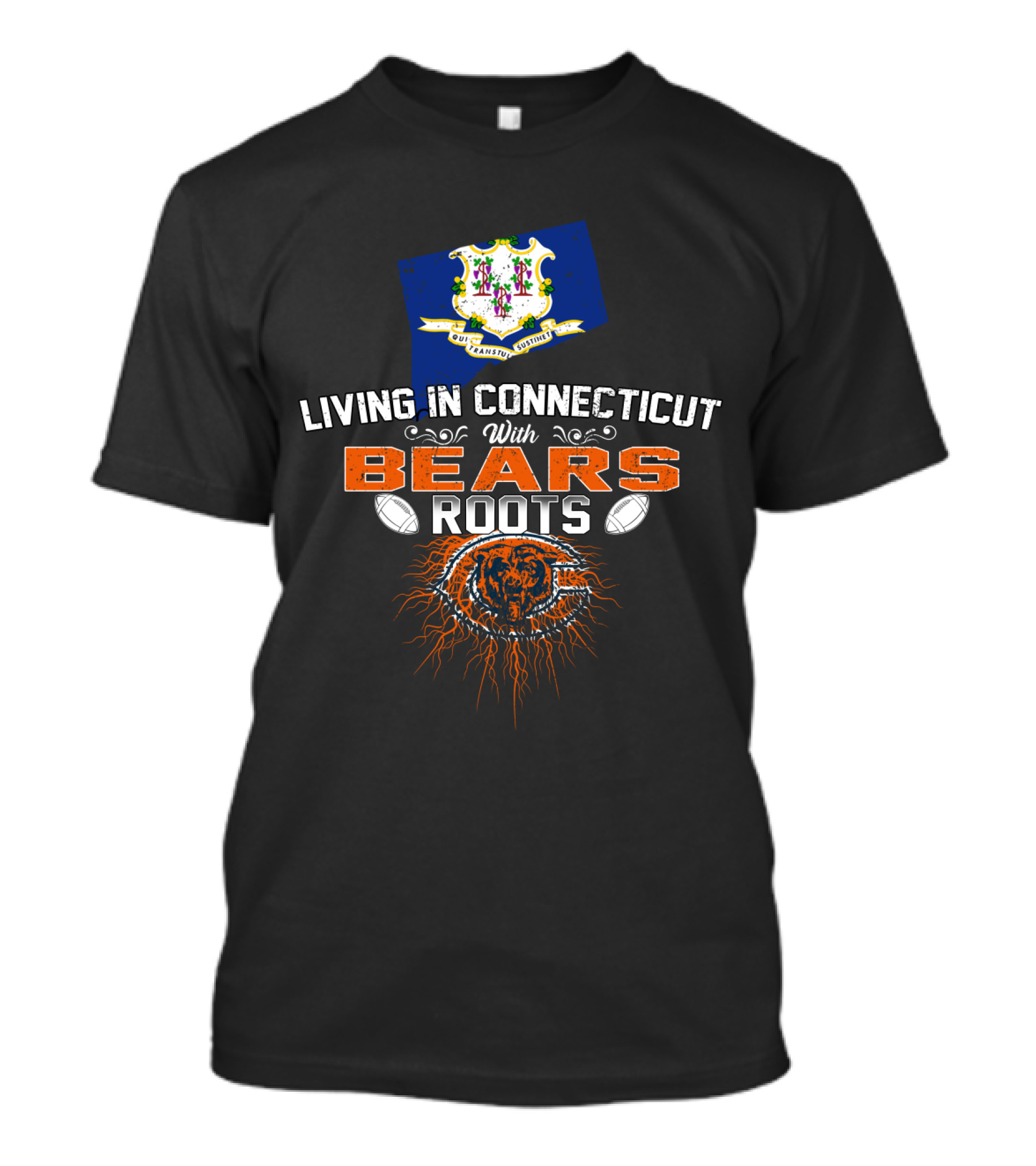 Living In Connecticut With Chicago Bears Heritage And State Pride T-Shirt