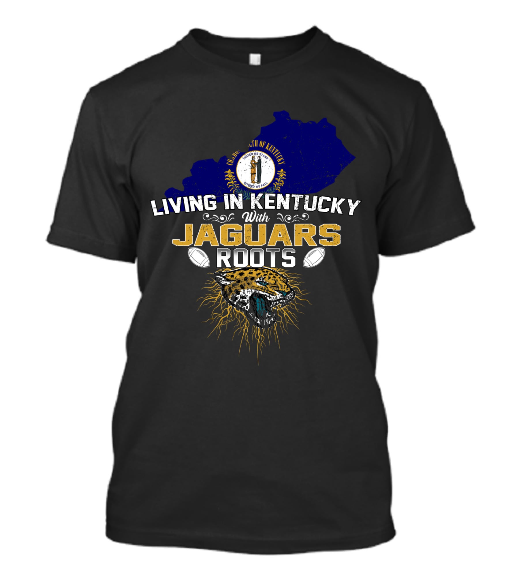 Living In Kentucky With Jaguars Roots Jaguar Head Football Elements T-Shirt