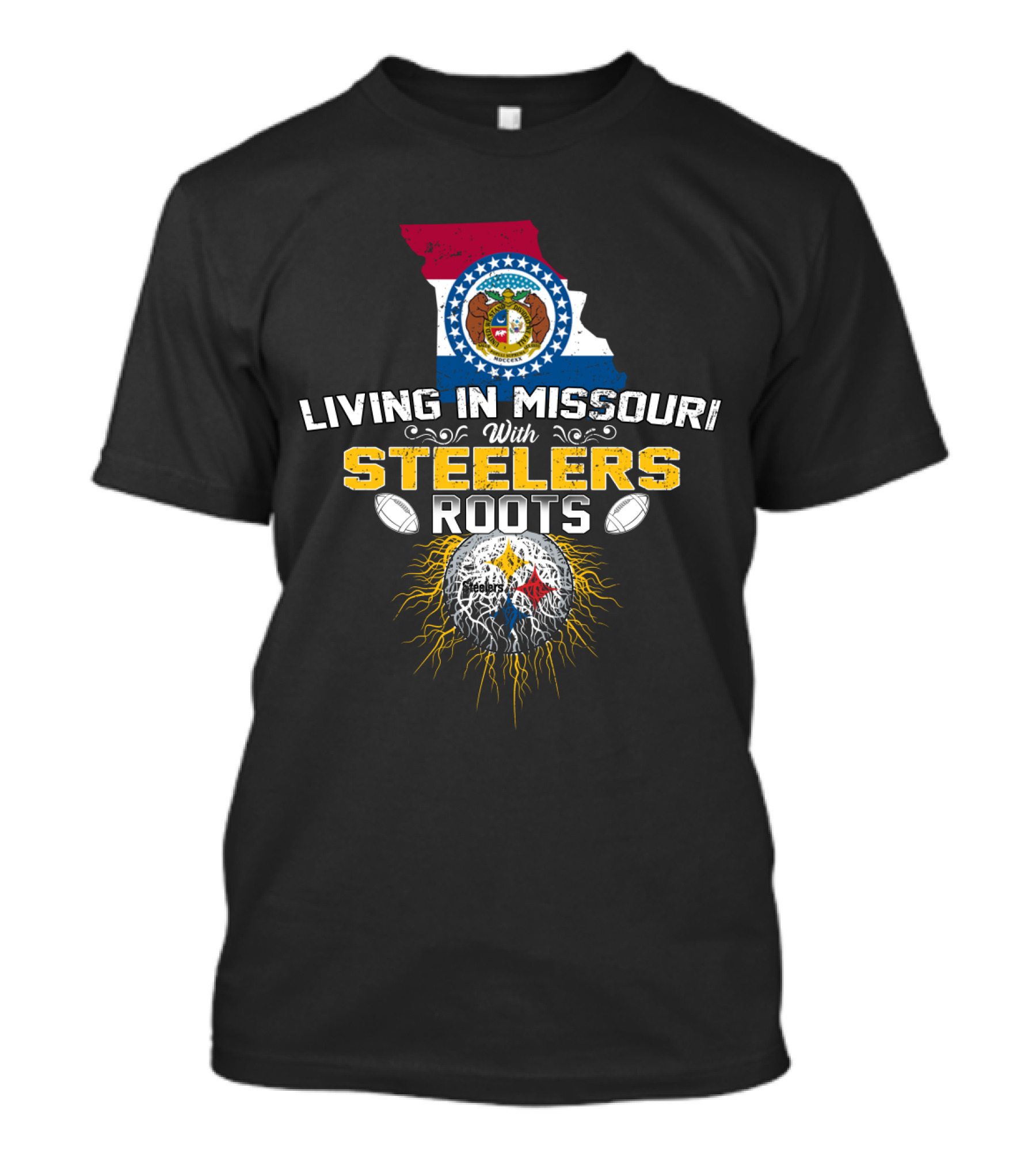 Living In Missouri With Steelers Roots T-Shirt