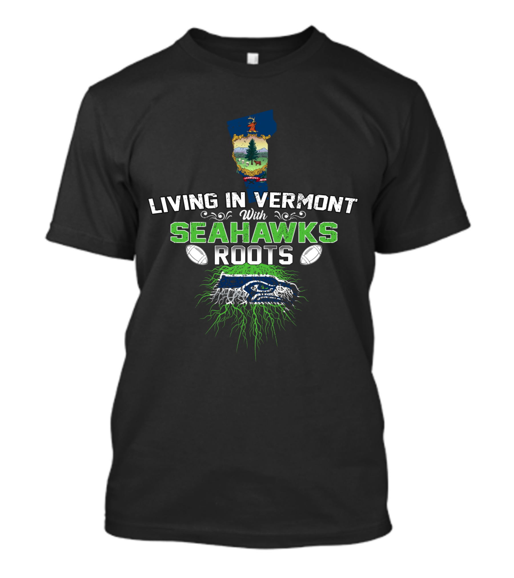 Living In Vermont Proudly Embracing Seahawks Roots T-Shirt
