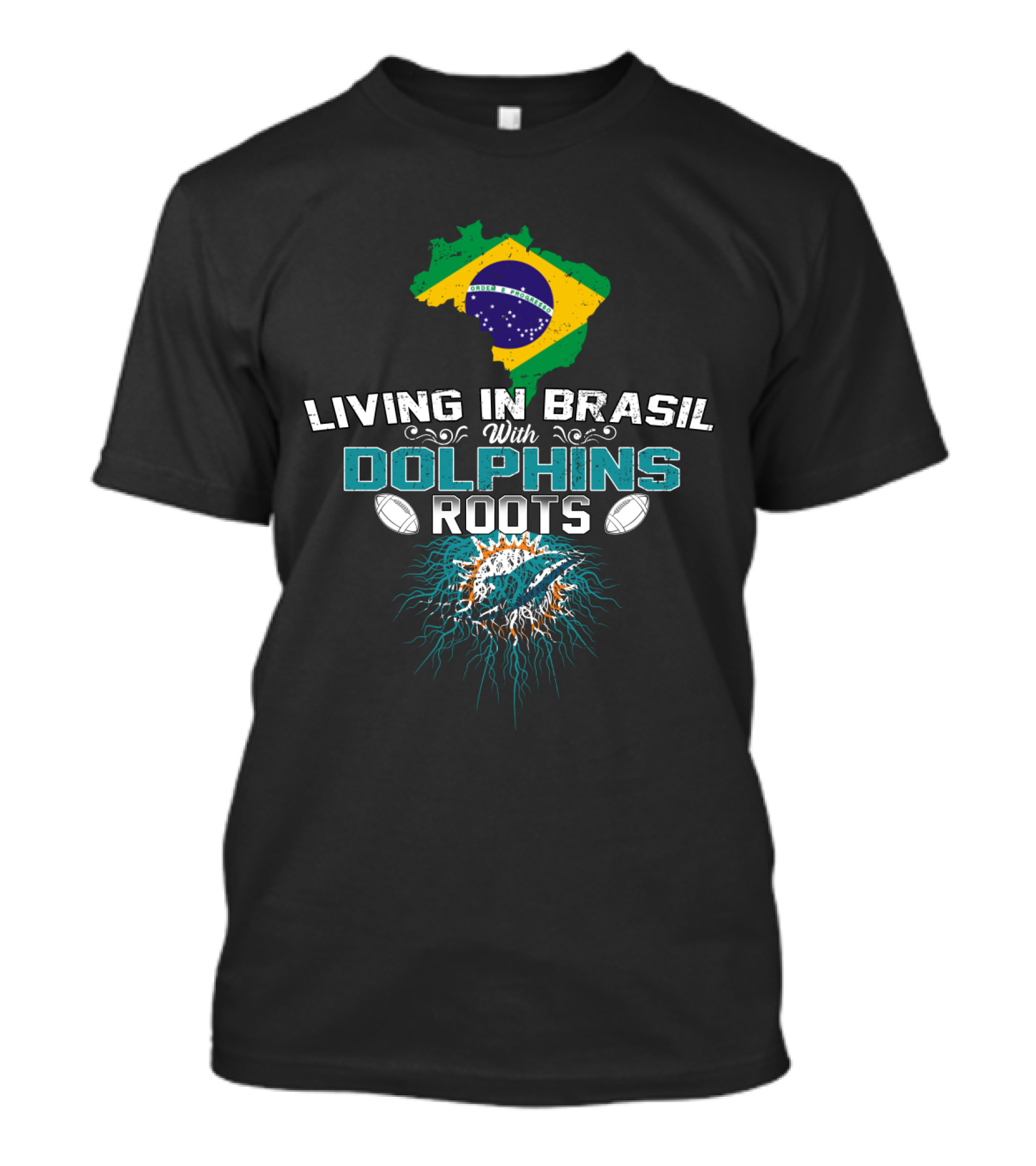 Living In Brasil With Miami Dolphins Roots T-Shirt