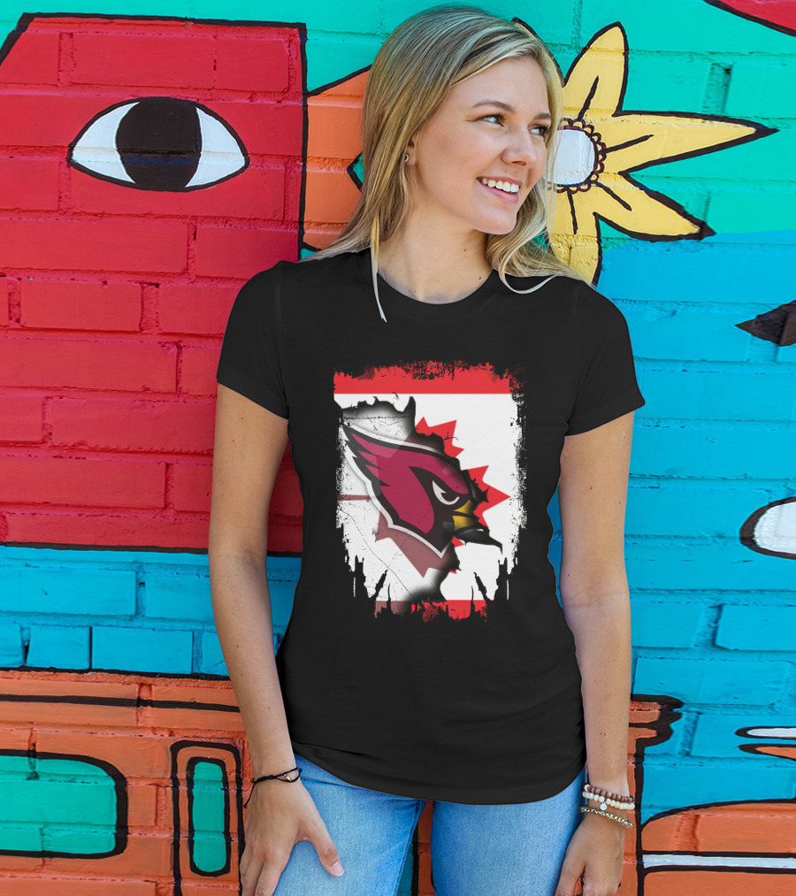 Canada Flag Background With Arizona Cardinals T-Shirt