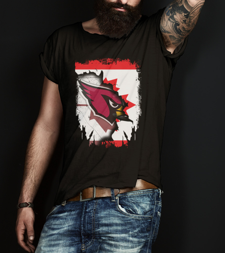 Canada Flag Background With Arizona Cardinals T-Shirt